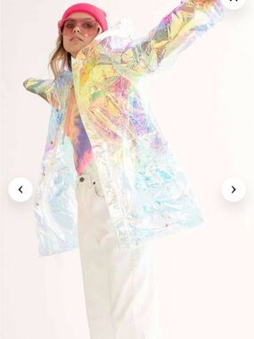 Iridescent Sheer Raincoat Jacket - Holographic Colors